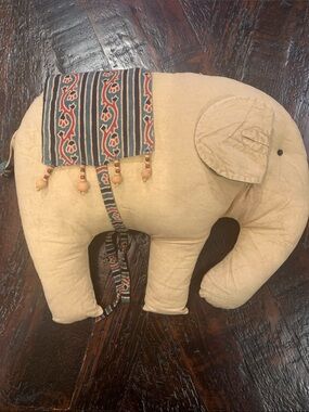 Good luck 🍀 Elephant Accent Pillow with Striped Tassel Saddle